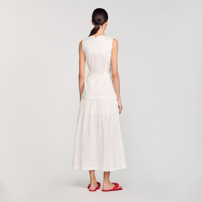 Tourterelle Crinkled Maxi Dress With Bow Ecru Ecru