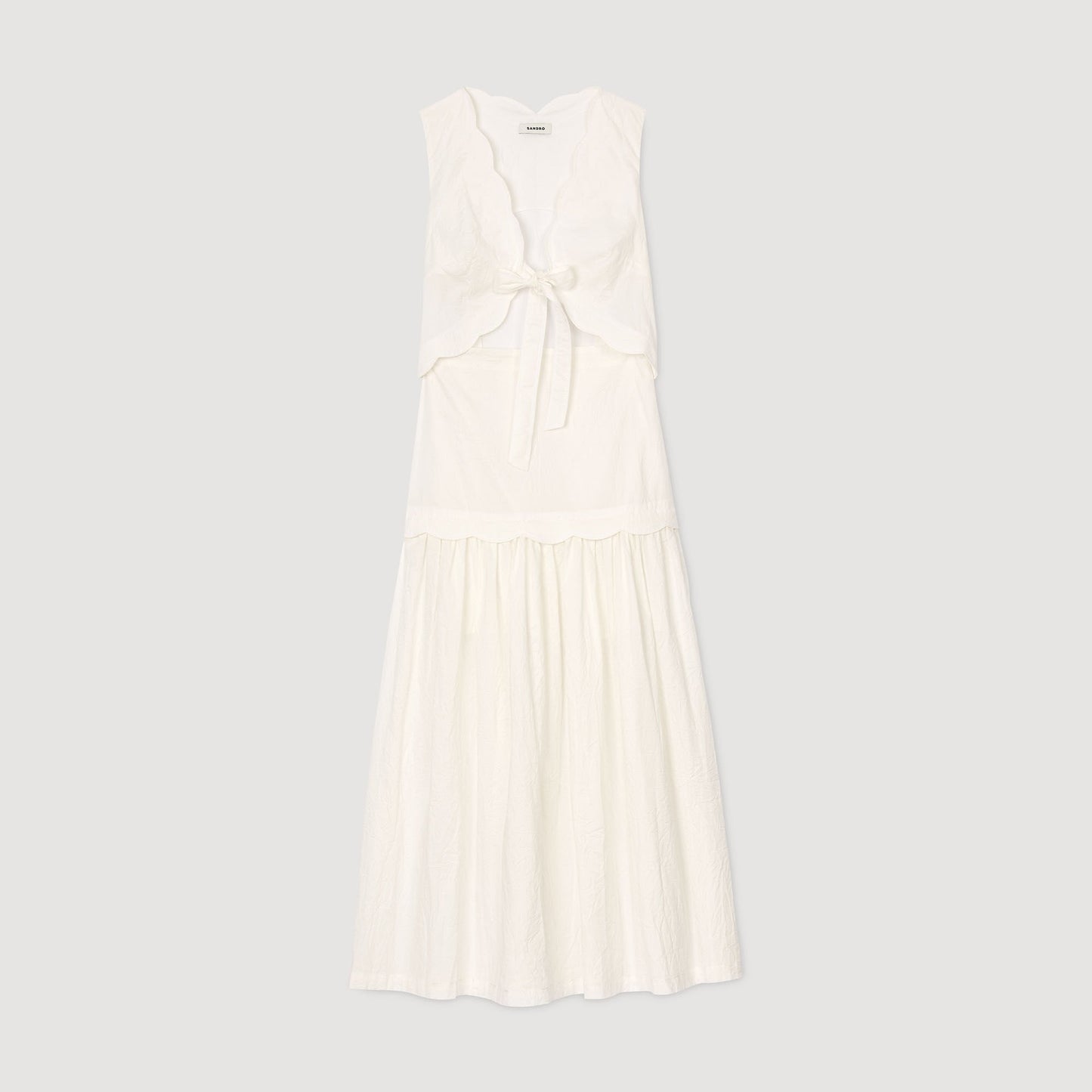 Tourterelle Crinkled Maxi Dress With Bow Ecru Ecru