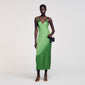 Cecile Fluid Satin-Effect Dress Green