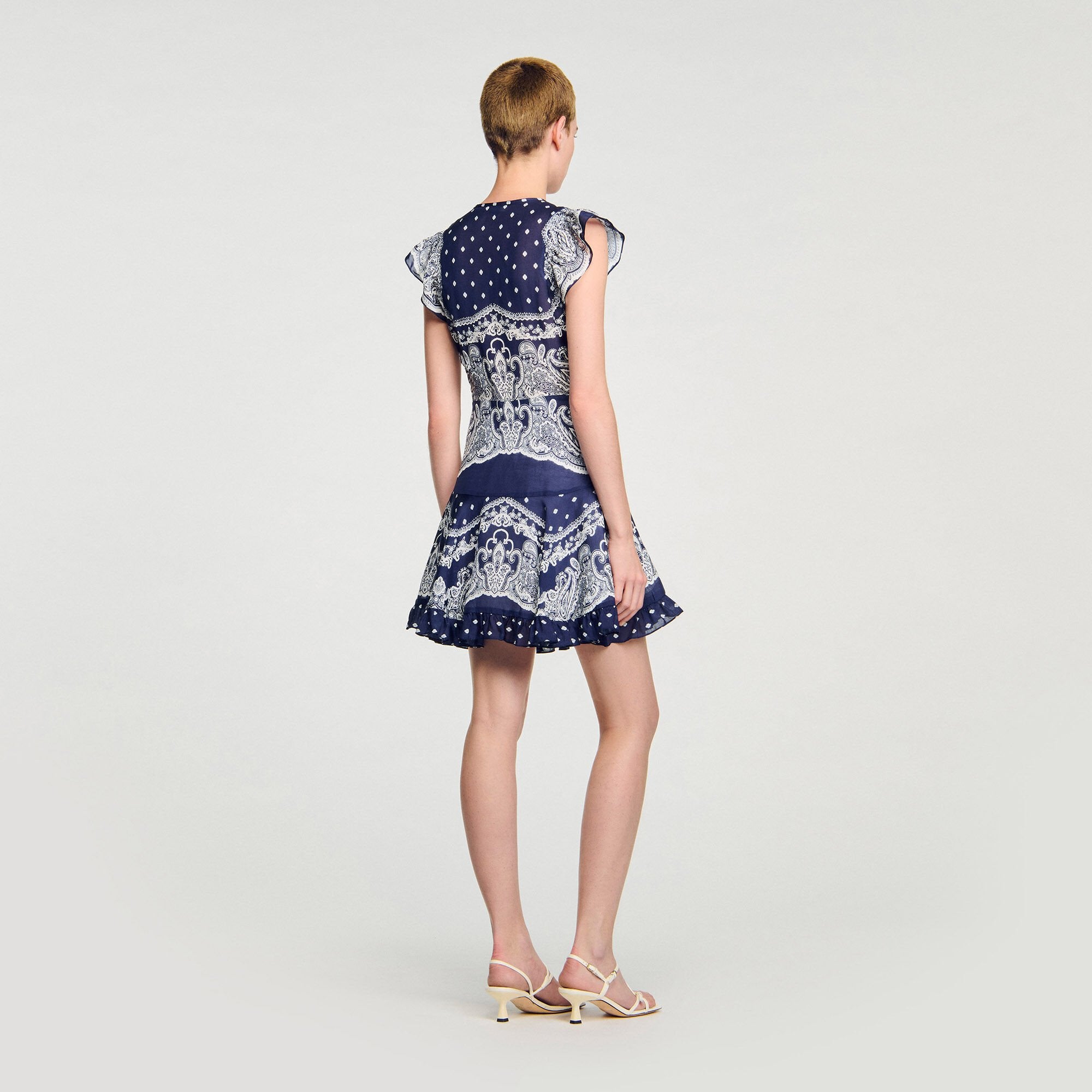 Orinna Short Bandana-Motif Dress Blu / White