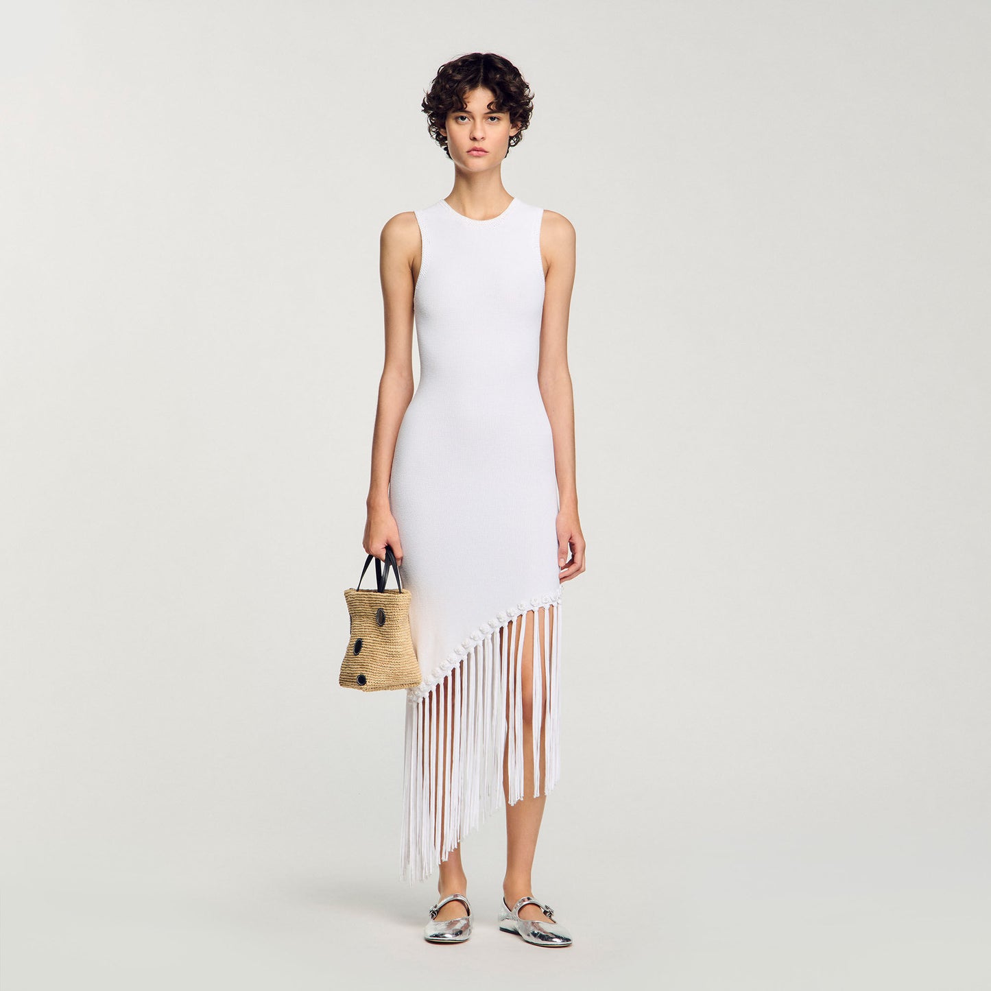 Heloise Fringed Crochet Maxi Dress White