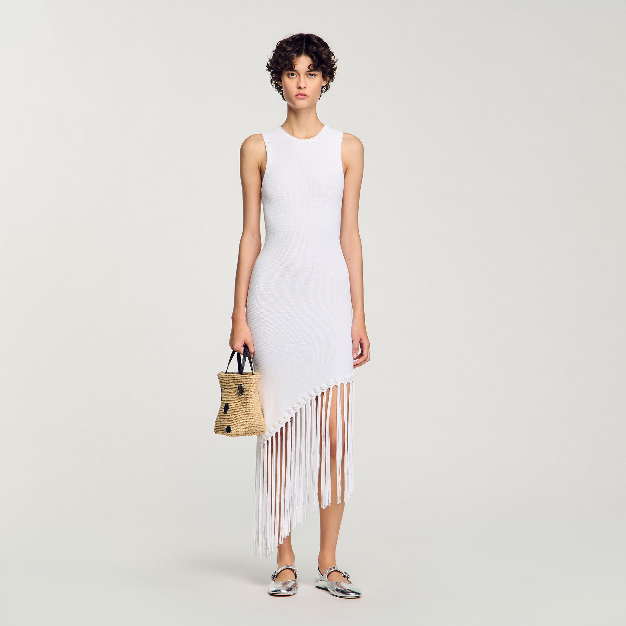 Heloise Fringed Crochet Maxi Dress White