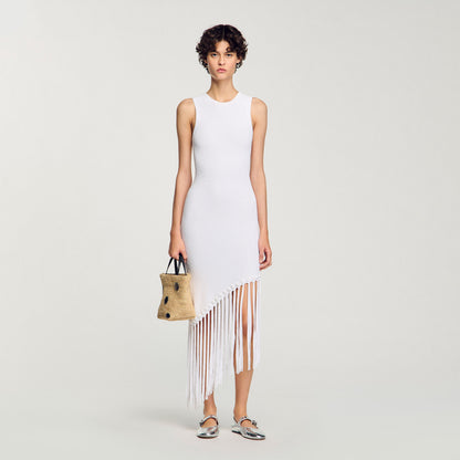 Heloise Fringed Crochet Maxi Dress White