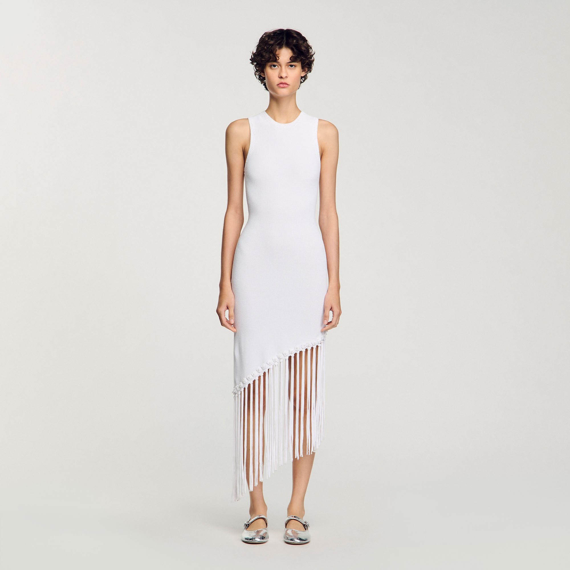 Heloise Fringed Crochet Maxi Dress White