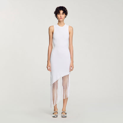 Heloise Fringed Crochet Maxi Dress White