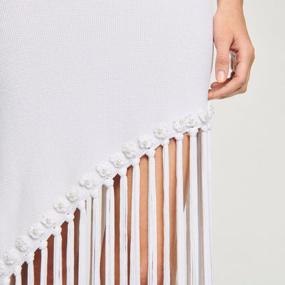 Heloise Fringed Crochet Maxi Dress White