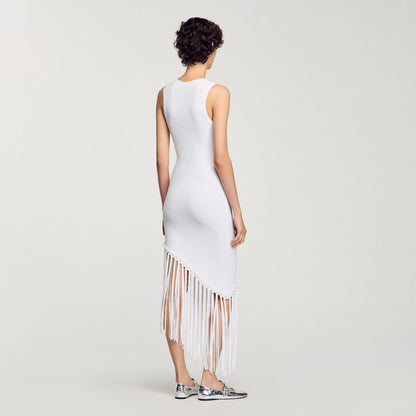 Heloise Fringed Crochet Maxi Dress White