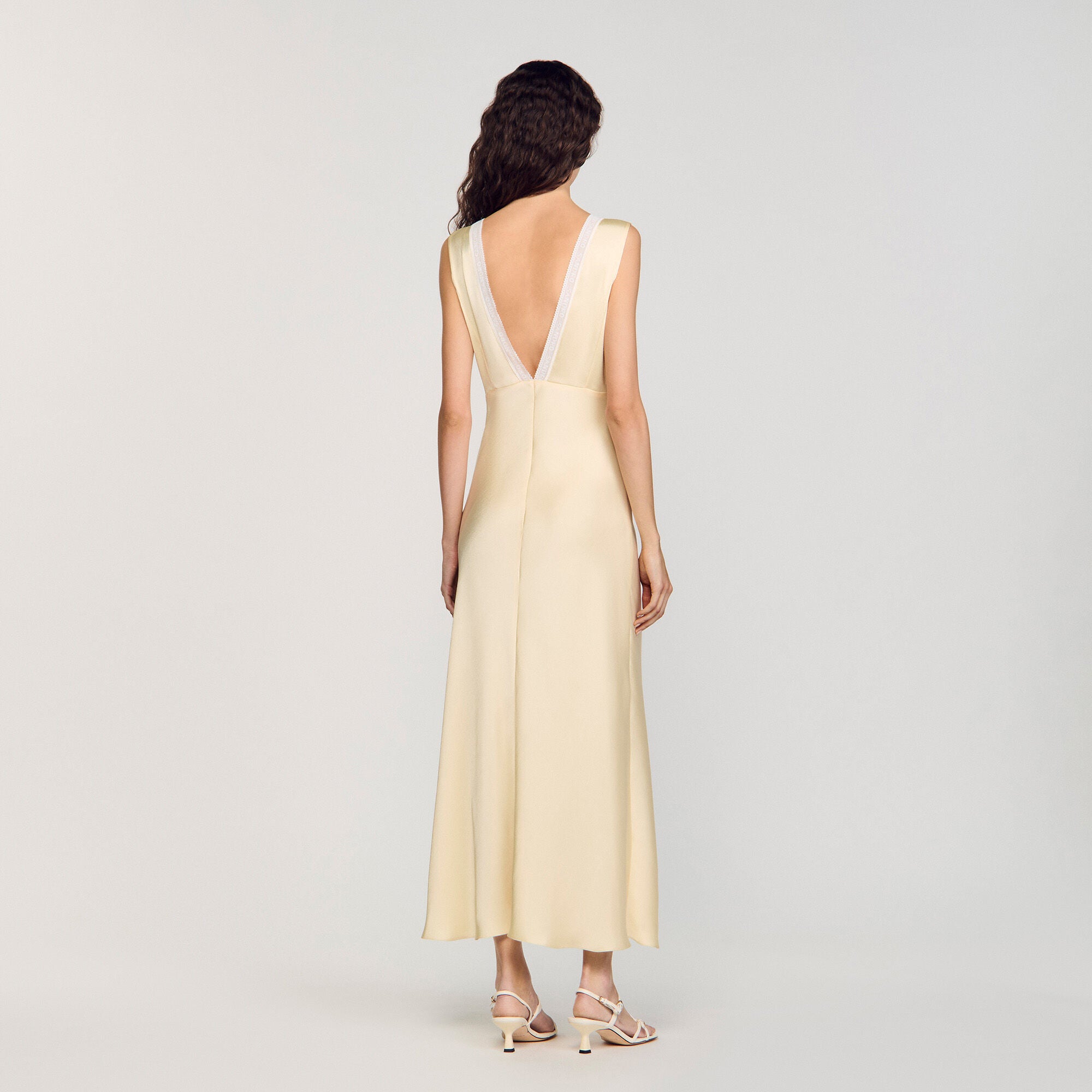 Shop Noelle Satin-Effect Maxi Dress Yellow for Woman Online | Sandro UAE Shop Noelle Satin-Effect Maxi Dress Yellow for Woman Online | Sandro UAE
