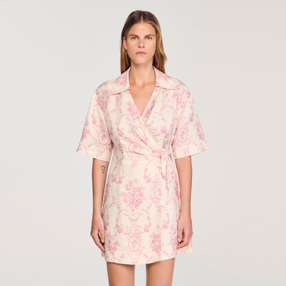 Melbourne Floral Print Short Dress Pink / Ecru