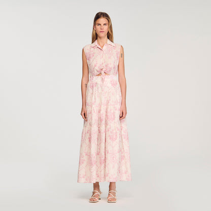Canberra Maxi Dress With Classic Collar Pink / Ecru