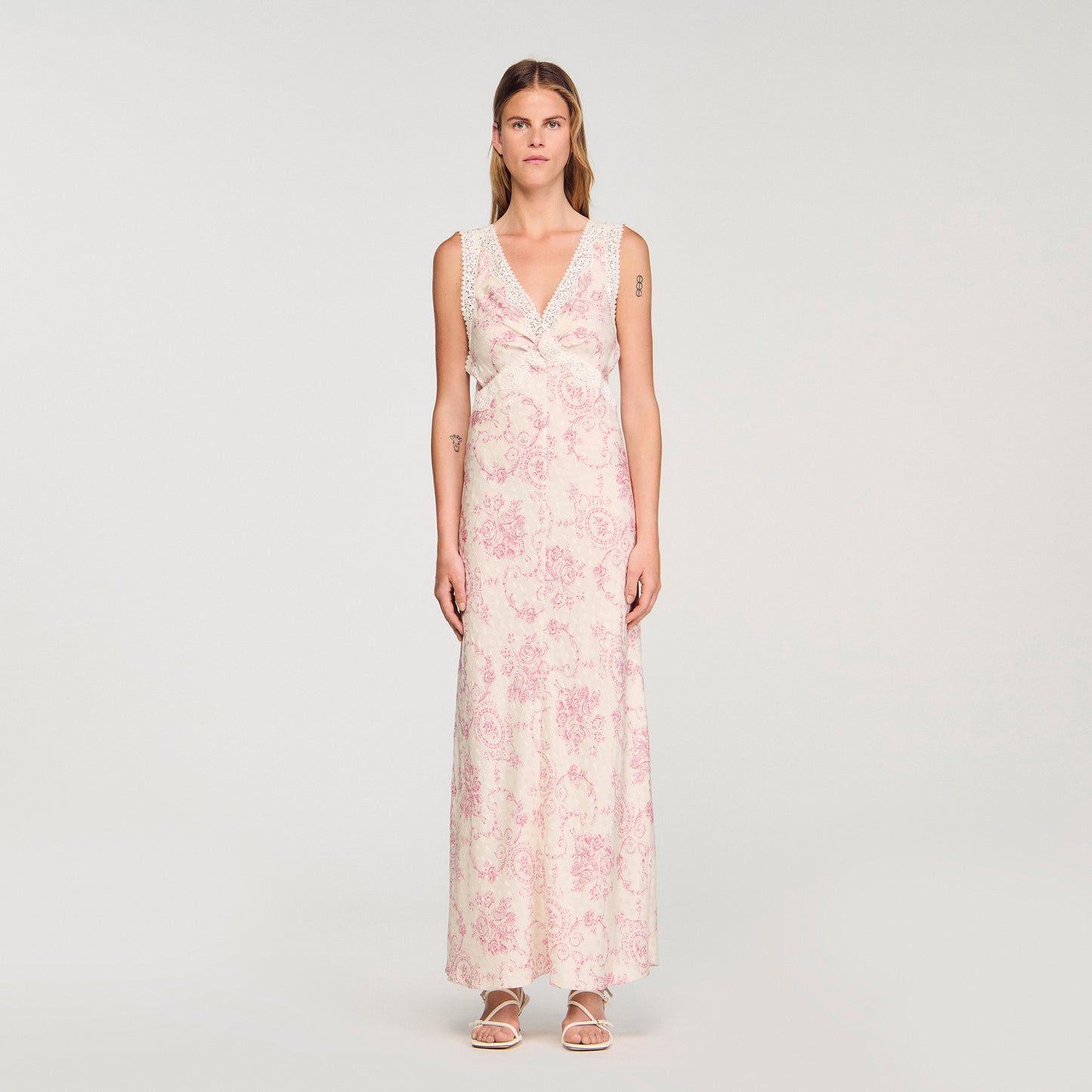 Brisbane Lace-Trimmed Maxi Dress Pink / Ecru