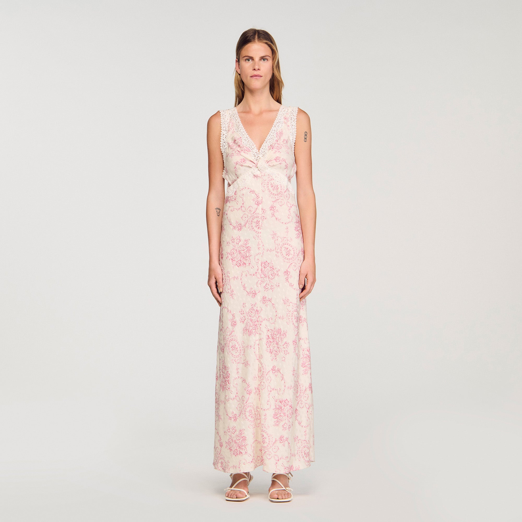 Brisbane Lace-Trimmed Maxi Dress Pink / Ecru