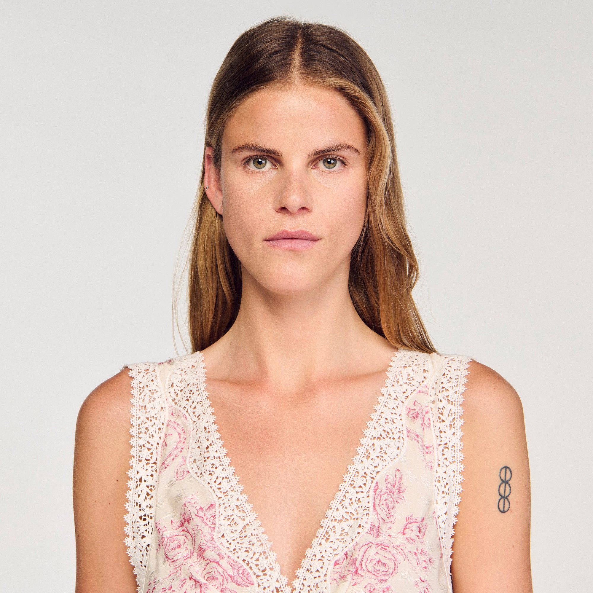sandro pink lace dress Sandro Pink Floral Pattern Lace Tie-Up Detail Mini Dress S Sandro