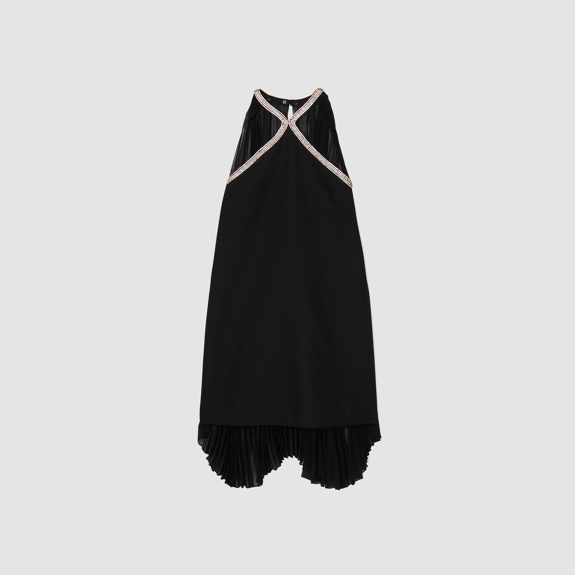 Adelaide Short Cape Dress With Rhinestones Black