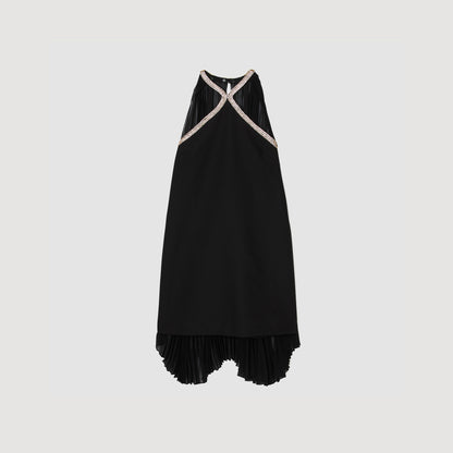 Adelaide Short Cape Dress With Rhinestones Black