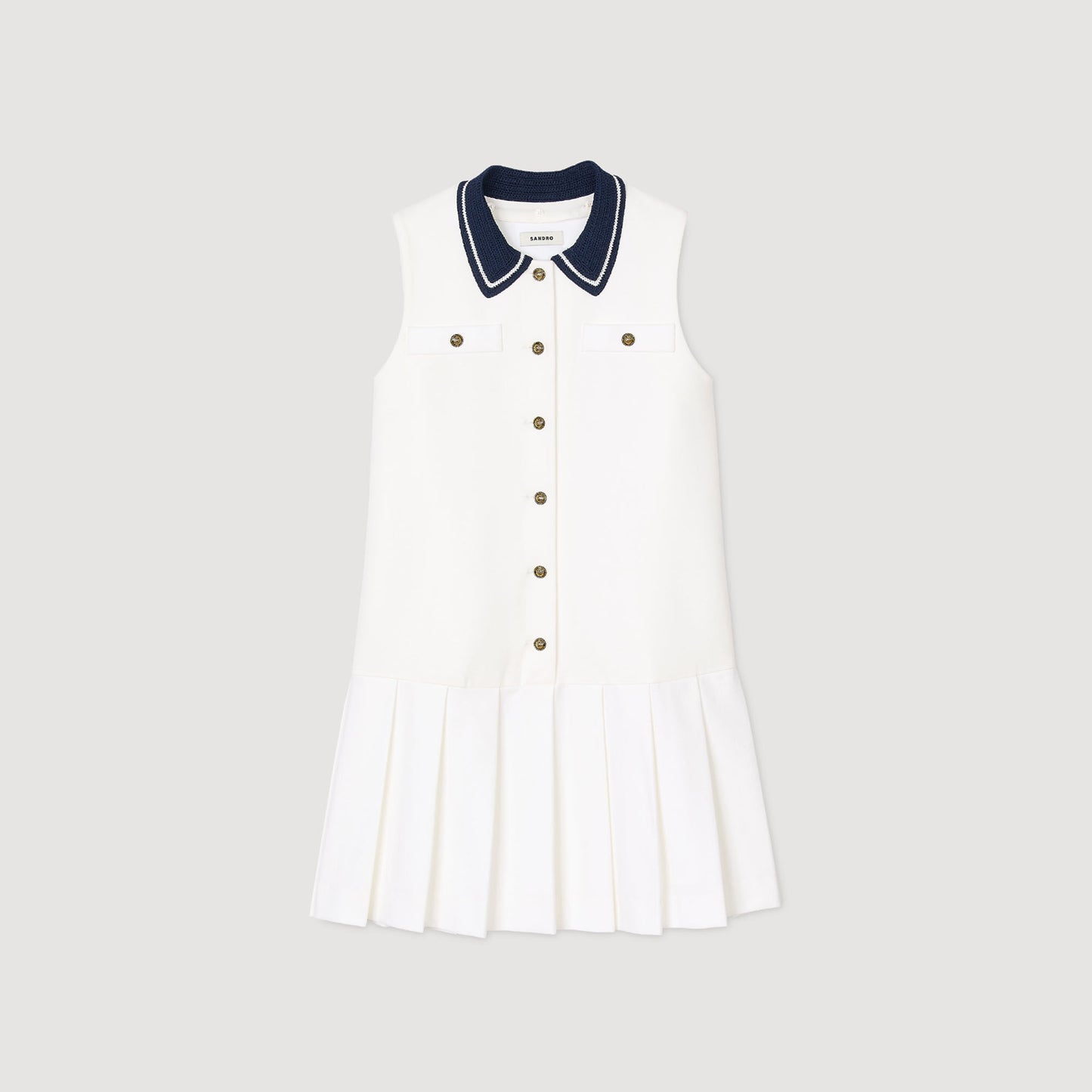 Lune Short Dress With Contrasting Collar White