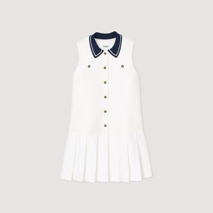 Lune Short Dress With Contrasting Collar White