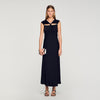 Croisette Satin Maxi Dress With Rhinestones Black