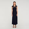 Croisette Satin Maxi Dress With Rhinestones Black
