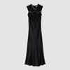 Croisette Satin Maxi Dress With Rhinestones Black