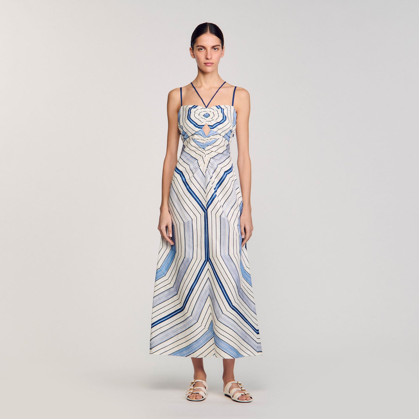 Louise Spider Blue Print Printed Maxi Dress Sky Blue