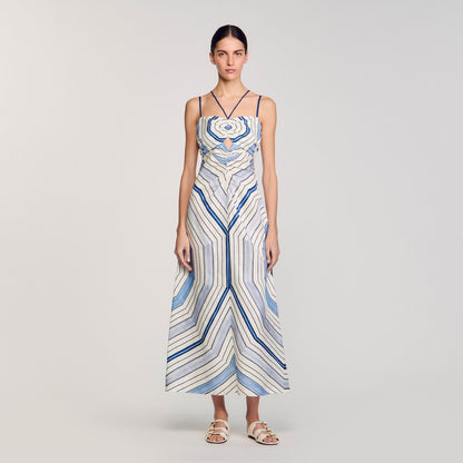Louise Spider Blue Print Printed Maxi Dress Sky Blue