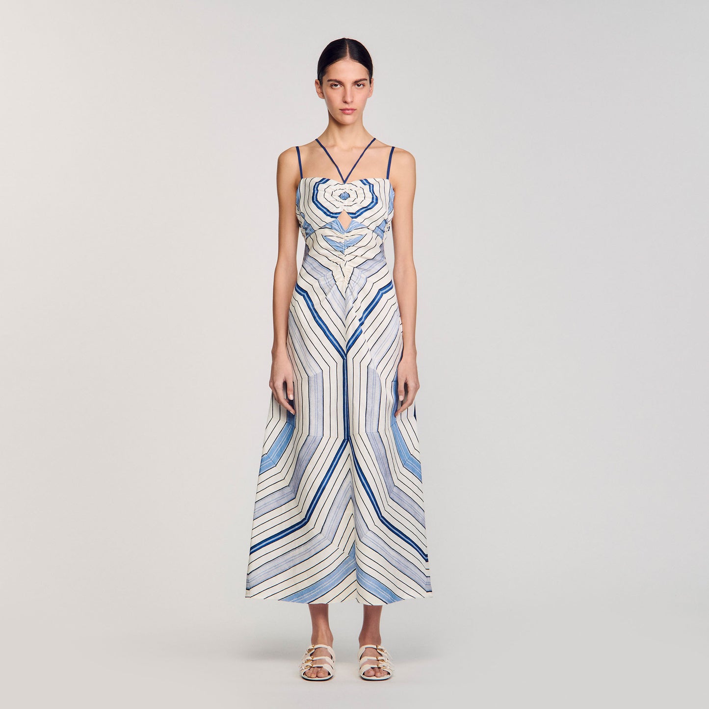 Louise Spider Blue Print Printed Maxi Dress Sky Blue