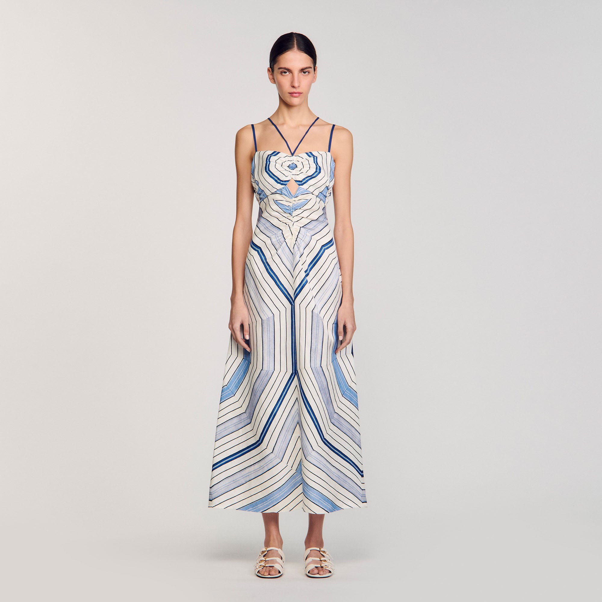 Louise Spider Blue Print Printed Maxi Dress Sky Blue