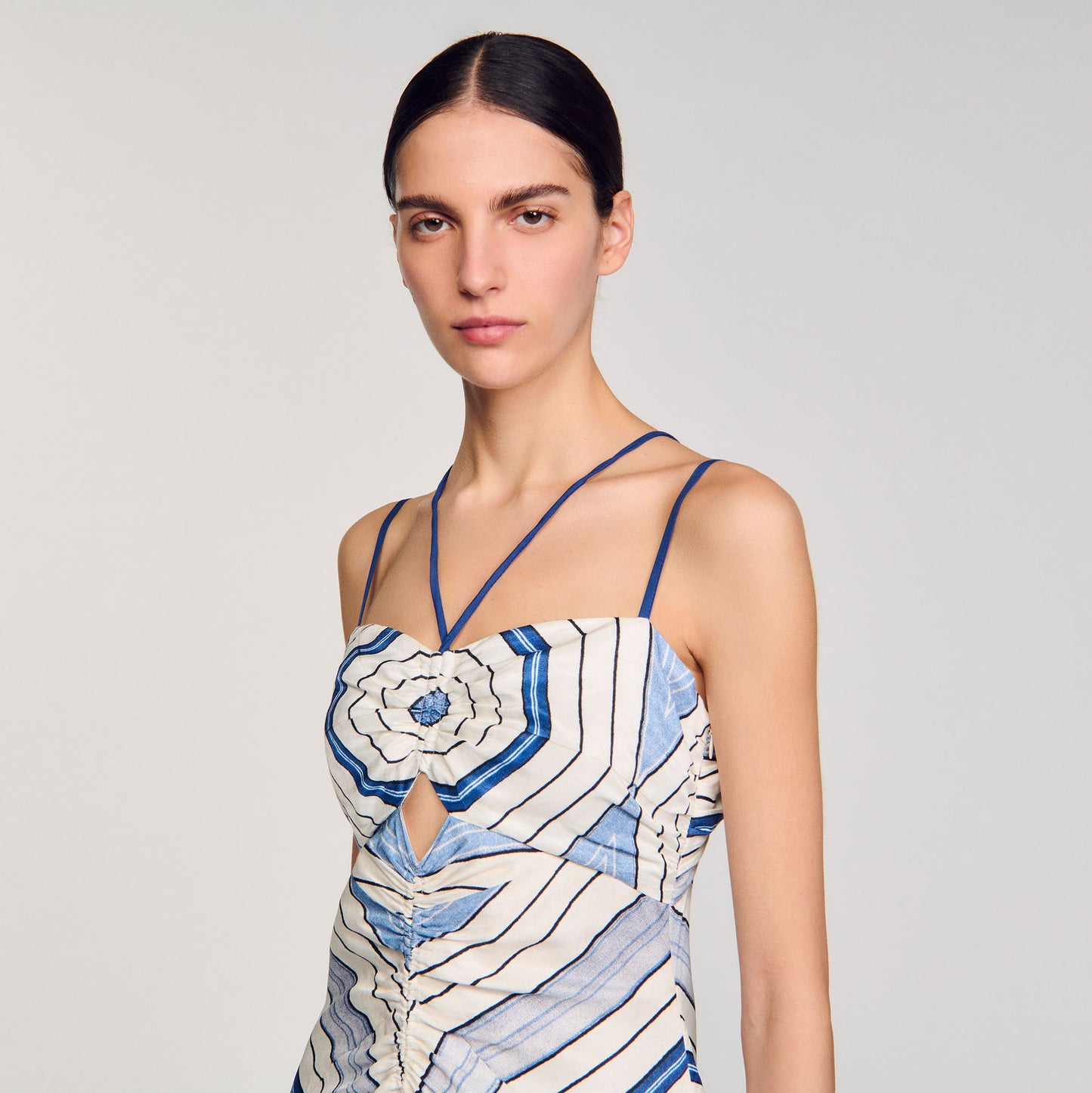 Louise Spider Blue Print Printed Maxi Dress Sky Blue