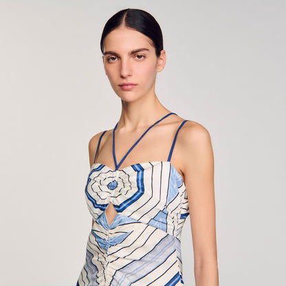 Louise Spider Blue Print Printed Maxi Dress Sky Blue