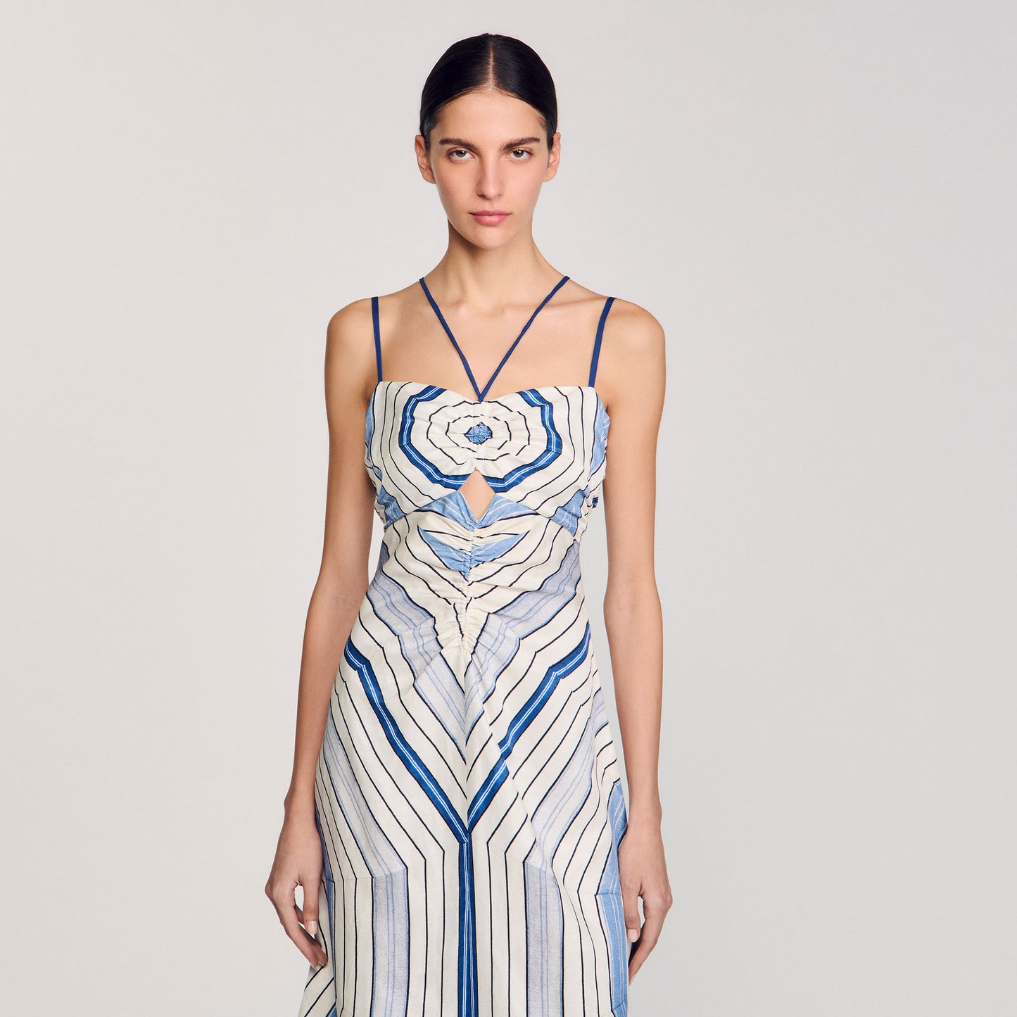 Louise Spider Blue Print Printed Maxi Dress Sky Blue
