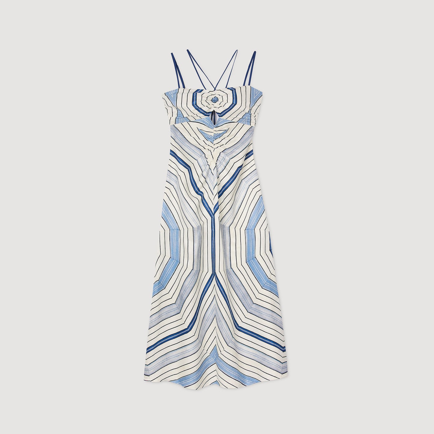 Louise Spider Blue Print Printed Maxi Dress Sky Blue