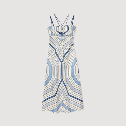 Louise Spider Blue Print Printed Maxi Dress Sky Blue