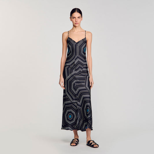 Gold Ring Dress Printed Maxi Dress Black