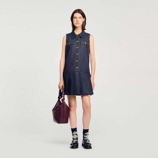 Virgie Short Denim Dress Deep Blu