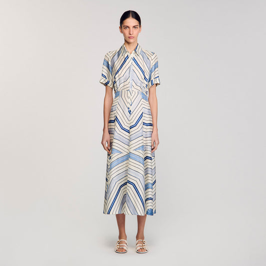 Lison Spider Blue Print Printed Maxi Dress Sky Blue