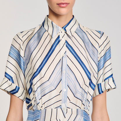 Lison Spider Blue Print Printed Maxi Dress Sky Blue