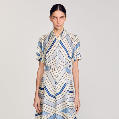 Lison Spider Blue Print Printed Maxi Dress Sky Blue
