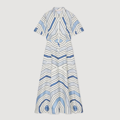 Lison Spider Blue Print Printed Maxi Dress Sky Blue