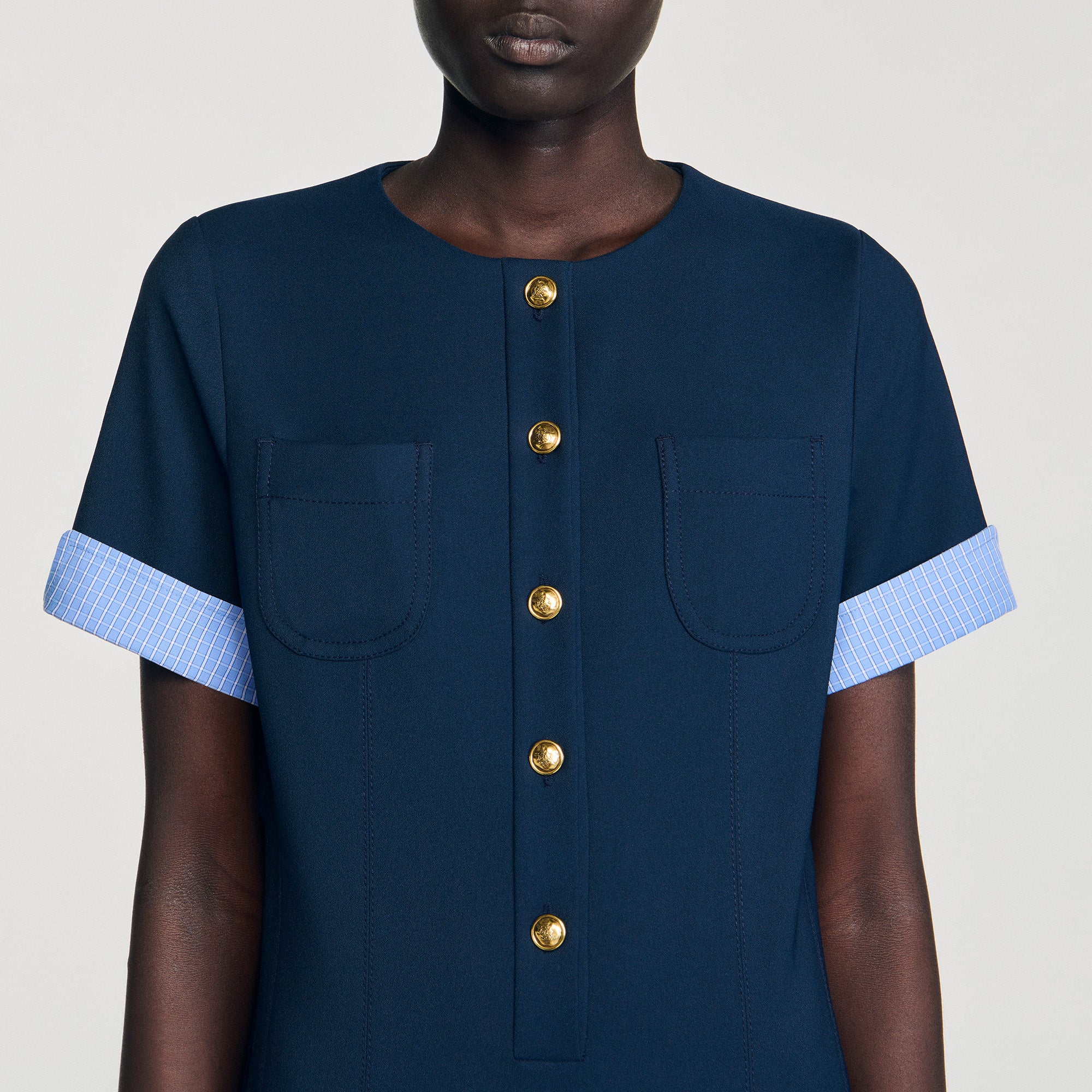 sandro short pleated suit dress Sandro Pleated knit mini dress