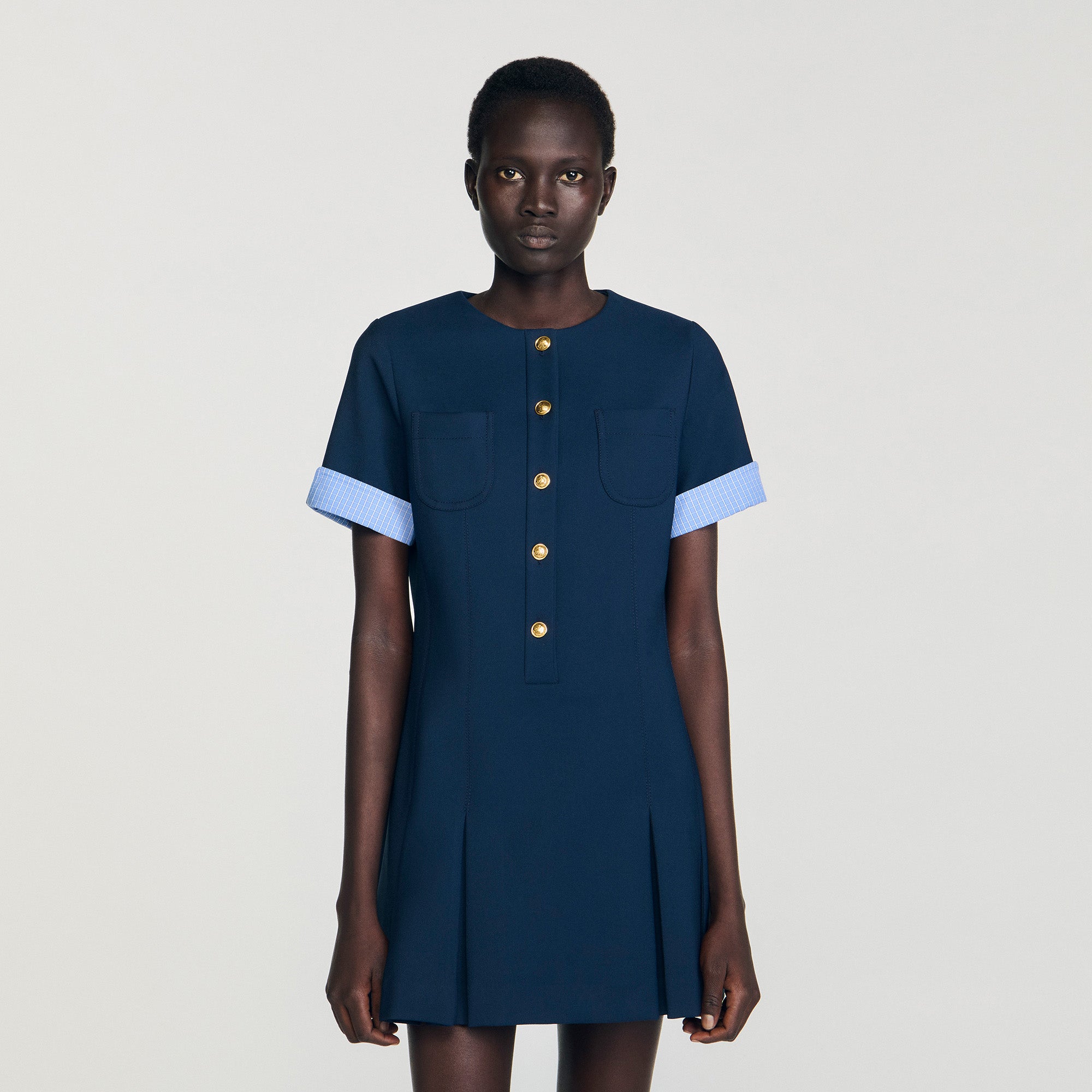 Suzie Short Pleated Dress Navy Blue