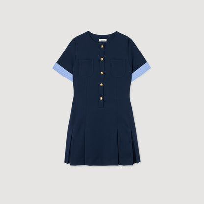 Suzie Short Pleated Dress Navy Blue