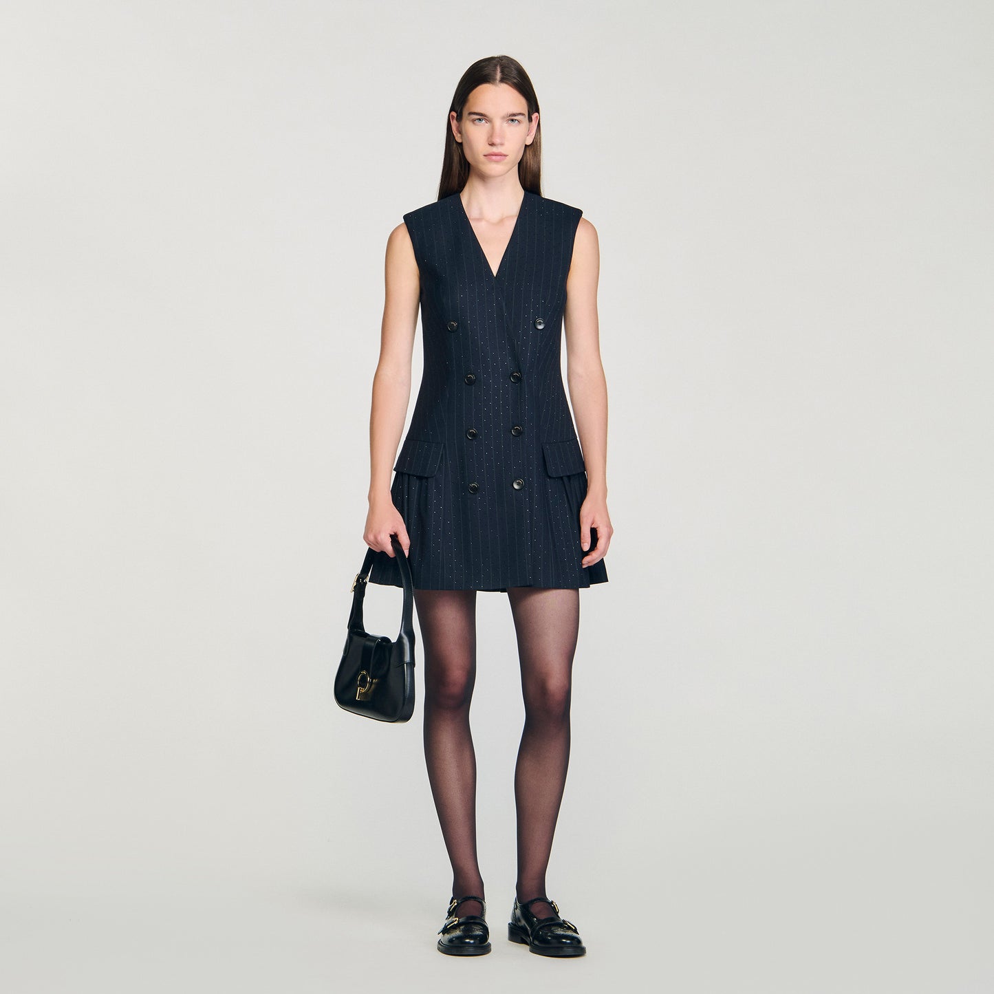 Ezianne Short Rhinestone Suit Dress Navy Blue