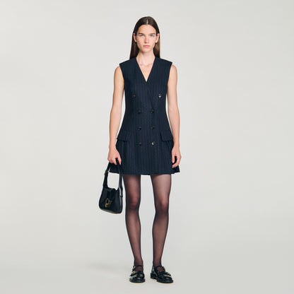 Ezianne Short Rhinestone Suit Dress Navy Blue