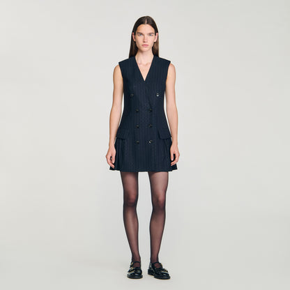 Ezianne Short Rhinestone Suit Dress Navy Blue