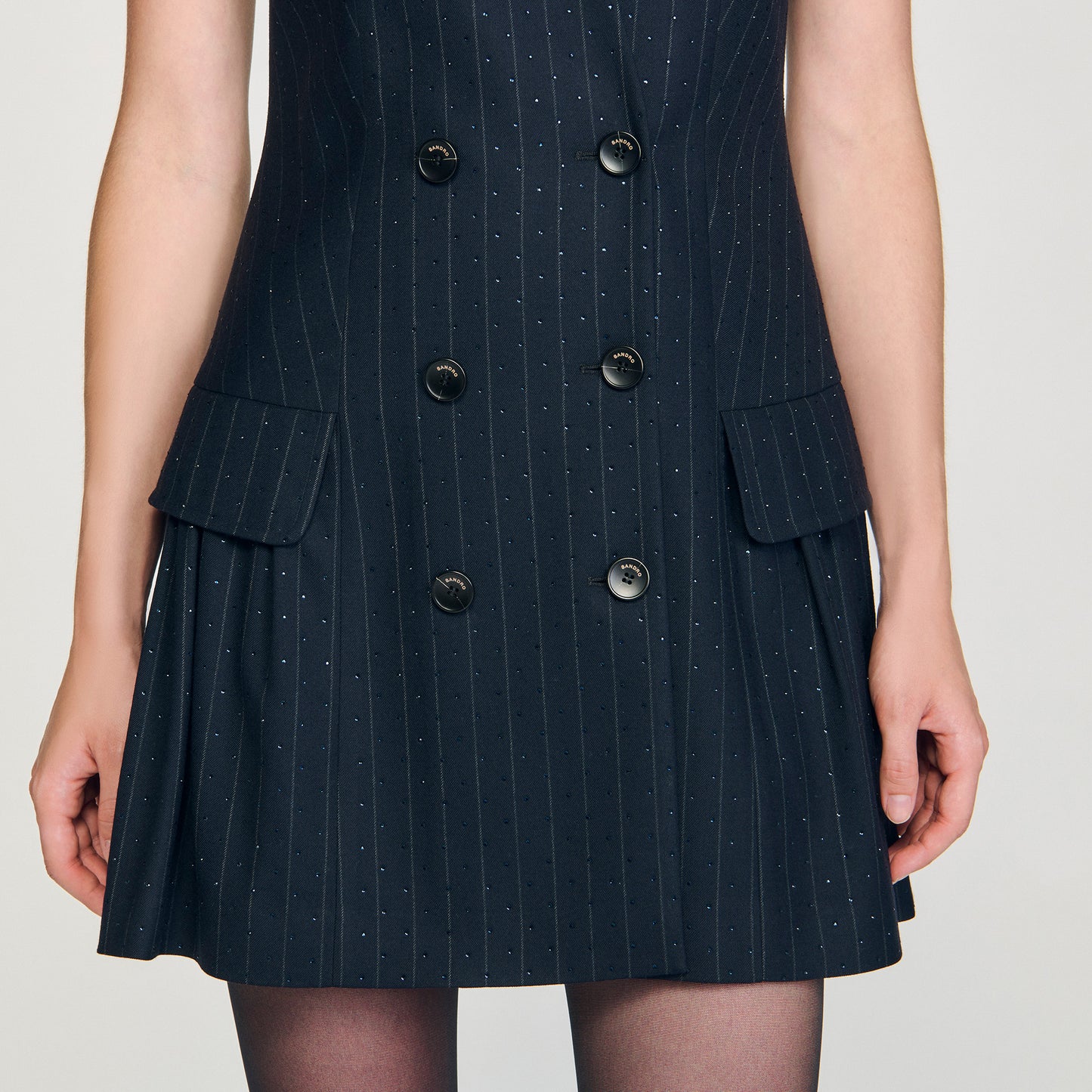 Ezianne Short Rhinestone Suit Dress Navy Blue