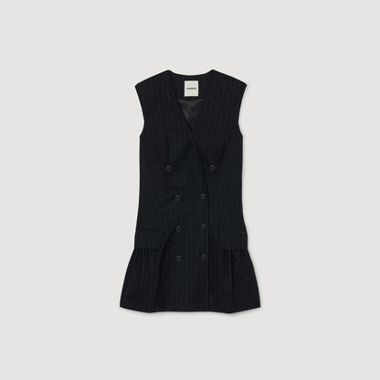 Ezianne Short Rhinestone Suit Dress Navy Blue