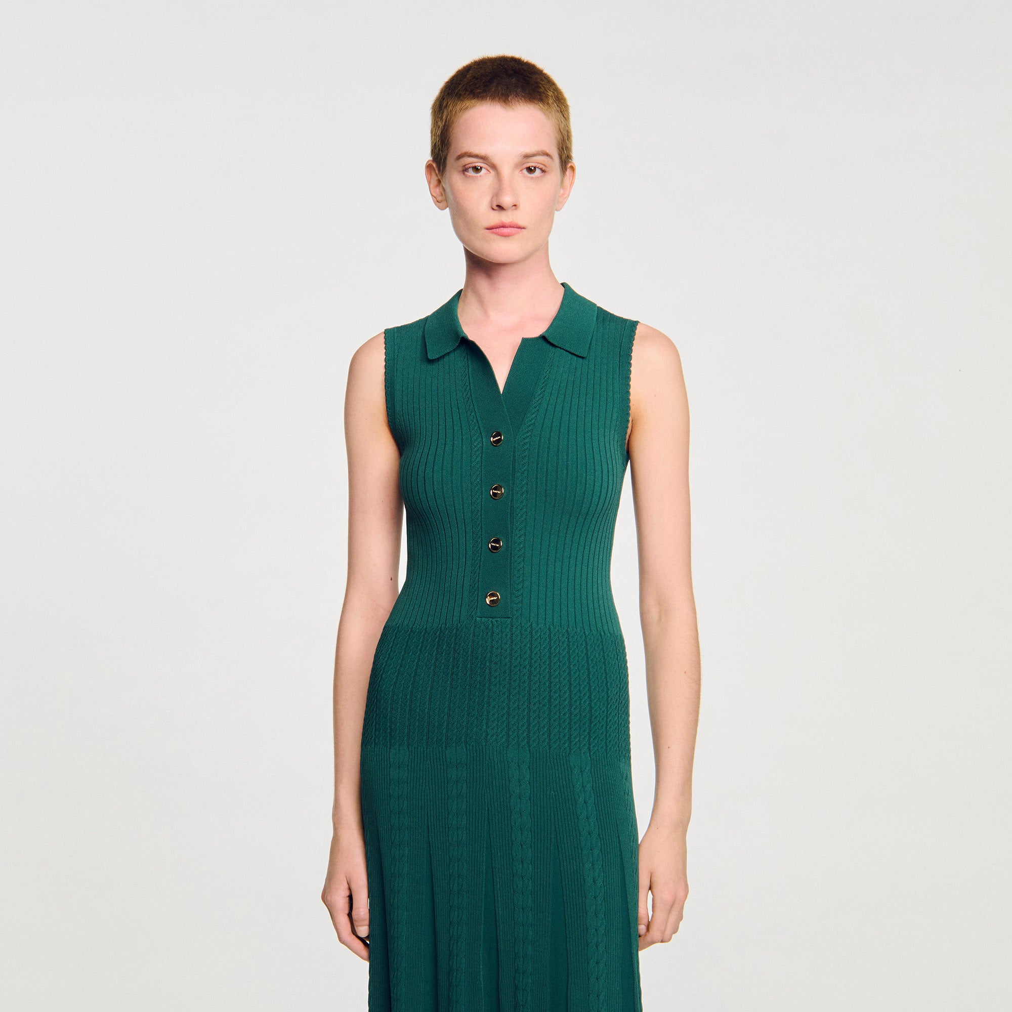 Gwenn Knit Dress With Polo Neck Dark Green Gwenn Knit Dress With Polo Neck Dark Green