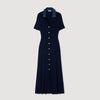 Julietta Denim Collar Knit Maxi Dress Navy Blue