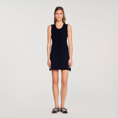 Axelia Short Ribbed Knit Dress Black